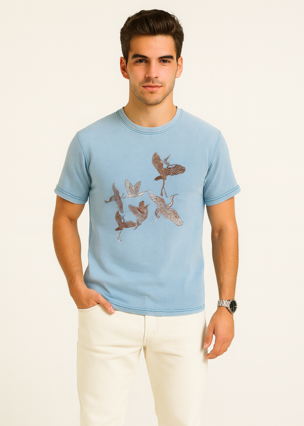 Embroidered Birds T-Shirt
