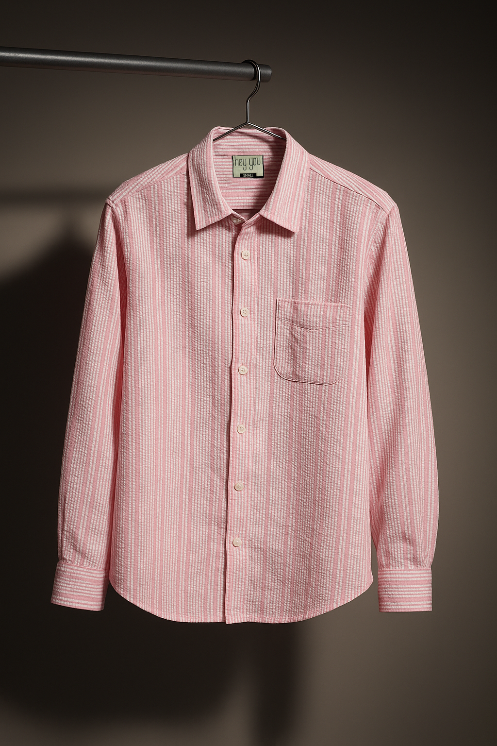 Pink Striped Seersucker Shirt